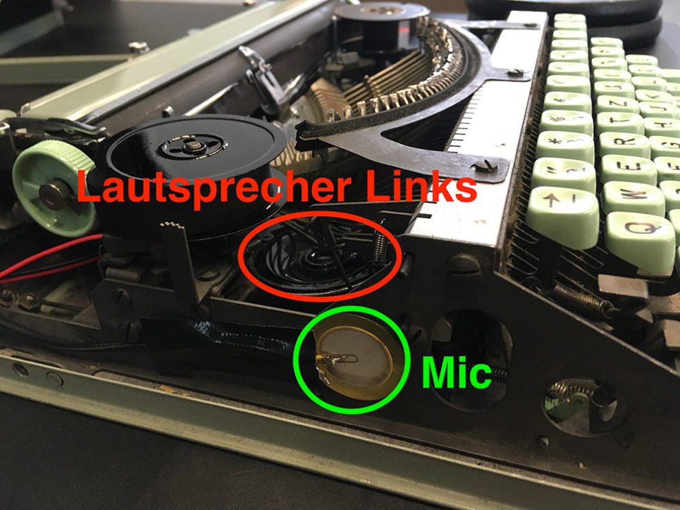 hacked typewriter (speaker and microphone, C3)