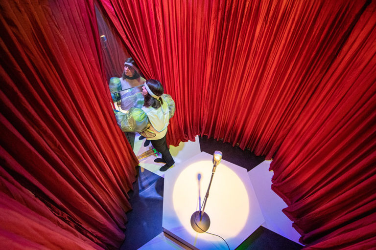 Echo Chamber, closed curtains